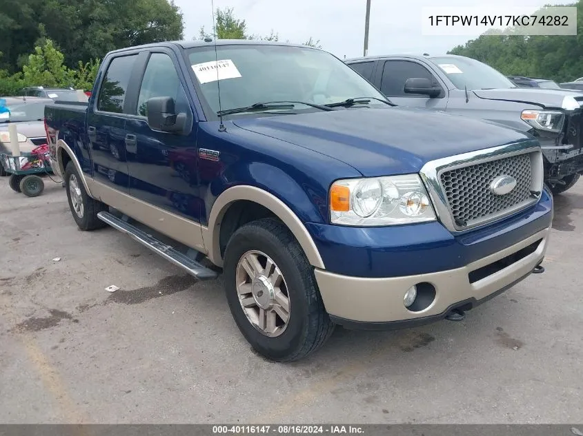 2007 Ford F-150 Fx4/Lariat/Xlt VIN: 1FTPW14V17KC74282 Lot: 40116147