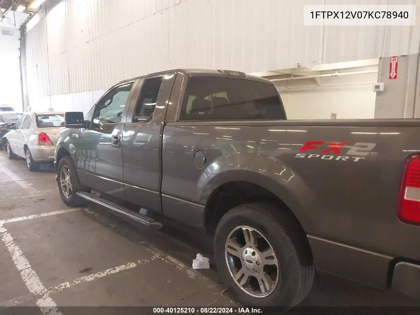 2007 Ford F-150 Lariat/Stx/Xl/Xlt VIN: 1FTPX12V07KC78940 Lot: 40125210