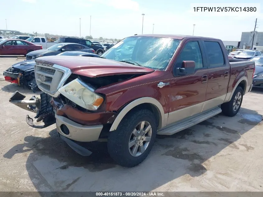 2007 Ford F-150 Lariat/Xlt VIN: 1FTPW12V57KC14380 Lot: 40151873