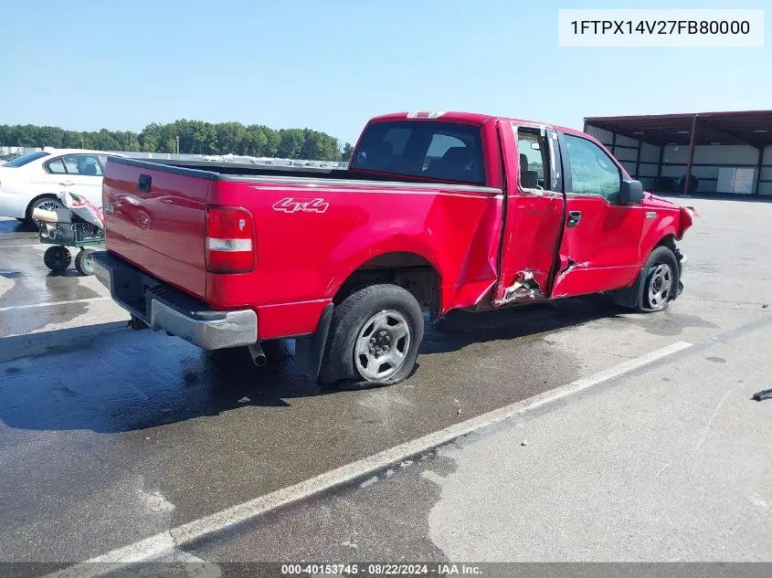 2007 Ford F-150 Fx4/Lariat/Xl/Xlt VIN: 1FTPX14V27FB80000 Lot: 40153745