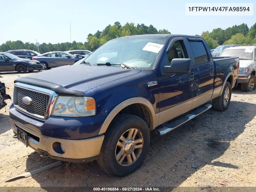 2007 Ford F-150 Fx4/Lariat/Xlt VIN: 1FTPW14V47FA98594 Lot: 40196884