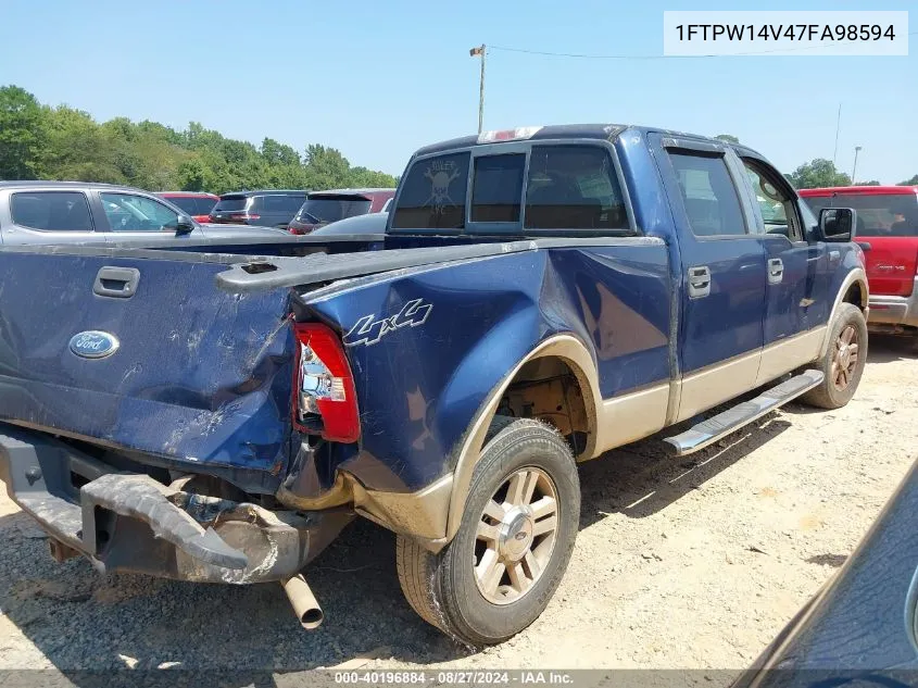 2007 Ford F-150 Fx4/Lariat/Xlt VIN: 1FTPW14V47FA98594 Lot: 40196884