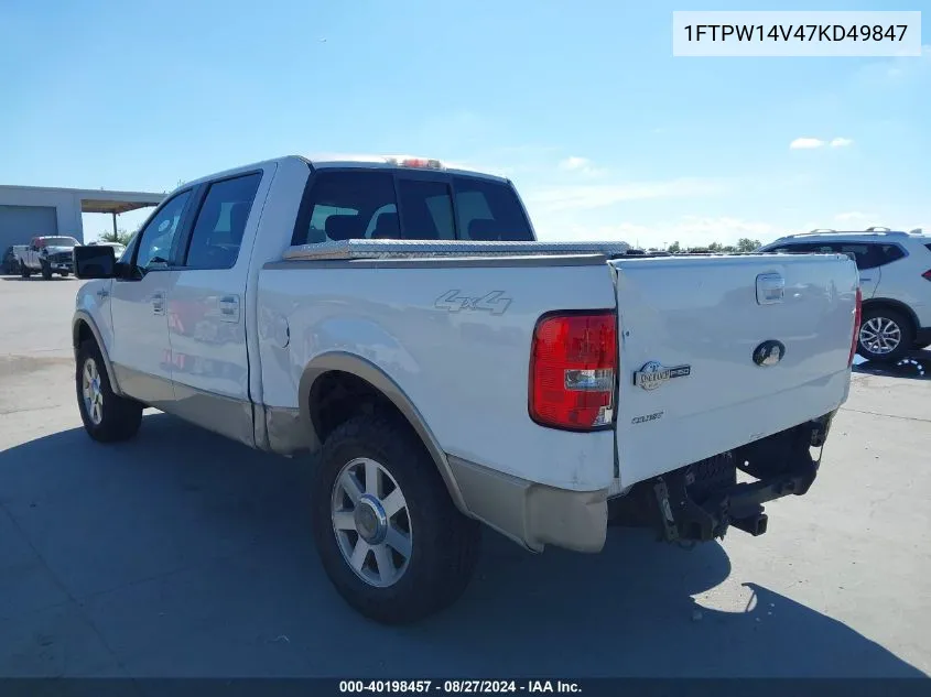 2007 Ford F-150 Fx4/Lariat/Xlt VIN: 1FTPW14V47KD49847 Lot: 40198457