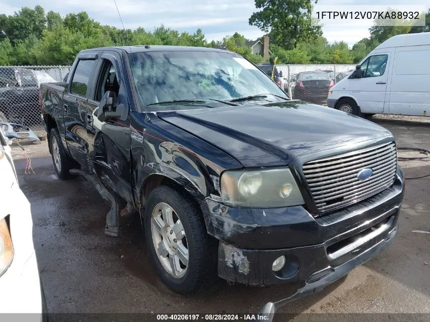 2007 Ford F-150 Lariat/Xlt VIN: 1FTPW12V07KA88932 Lot: 40206197