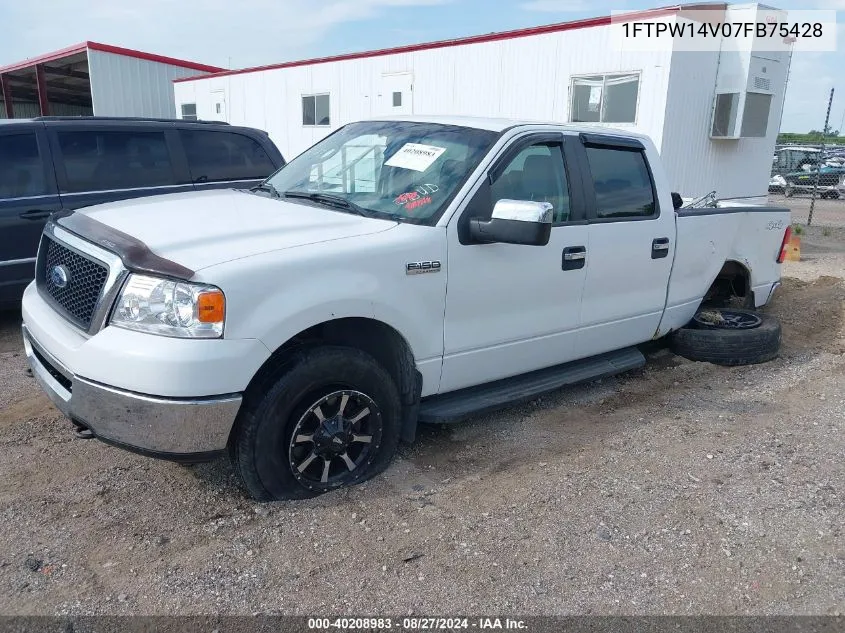 2007 Ford F-150 Fx4/Lariat/Xlt VIN: 1FTPW14V07FB75428 Lot: 40208983