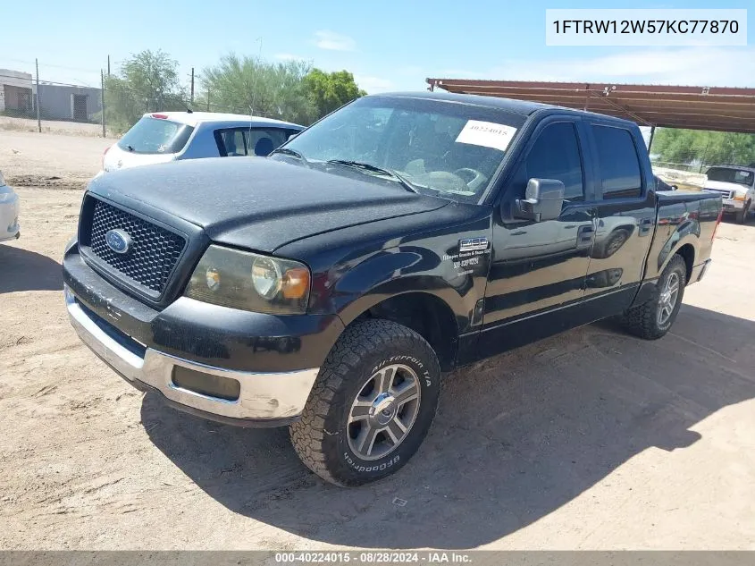 2007 Ford F-150 Xlt VIN: 1FTRW12W57KC77870 Lot: 40224015