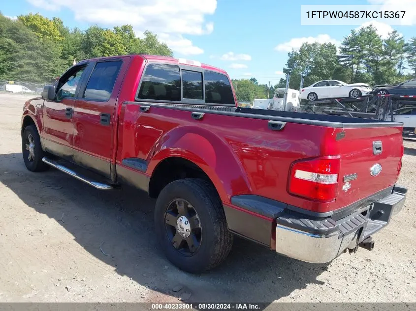 2007 Ford F-150 Fx4/Xlt VIN: 1FTPW04587KC15367 Lot: 40233901