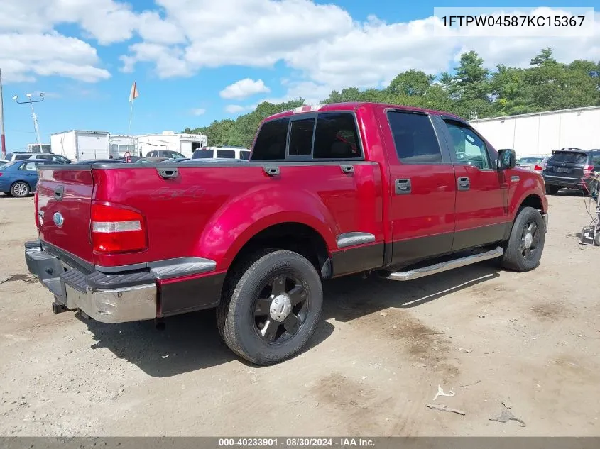 2007 Ford F-150 Fx4/Xlt VIN: 1FTPW04587KC15367 Lot: 40233901