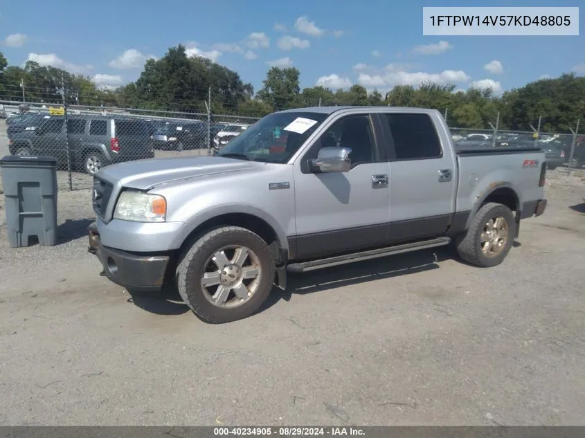 2007 Ford F-150 Fx4/Lariat/Xlt VIN: 1FTPW14V57KD48805 Lot: 40234905