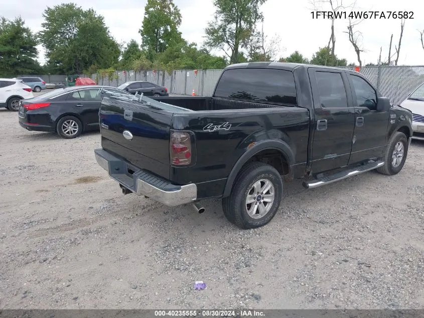 2007 Ford F-150 Xlt VIN: 1FTRW14W67FA76582 Lot: 40235555