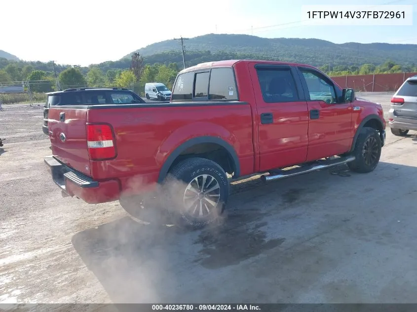 2007 Ford F-150 Fx4/Lariat/Xlt VIN: 1FTPW14V37FB72961 Lot: 40236780