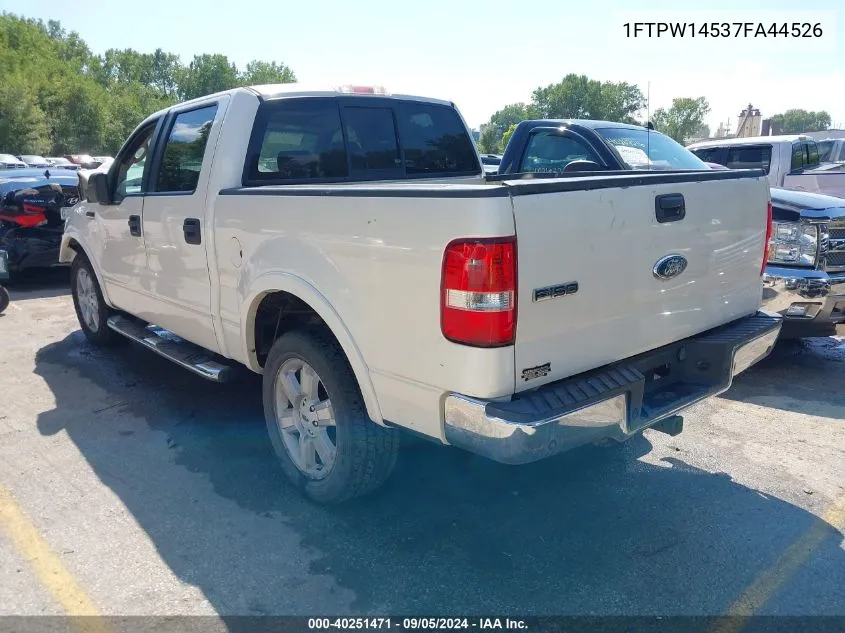 2007 Ford F-150 Fx4/Lariat/Xlt VIN: 1FTPW14537FA44526 Lot: 40251471