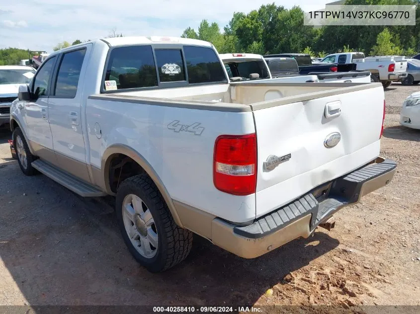 2007 Ford F-150 Fx4/Lariat/Xlt VIN: 1FTPW14V37KC96770 Lot: 40258410