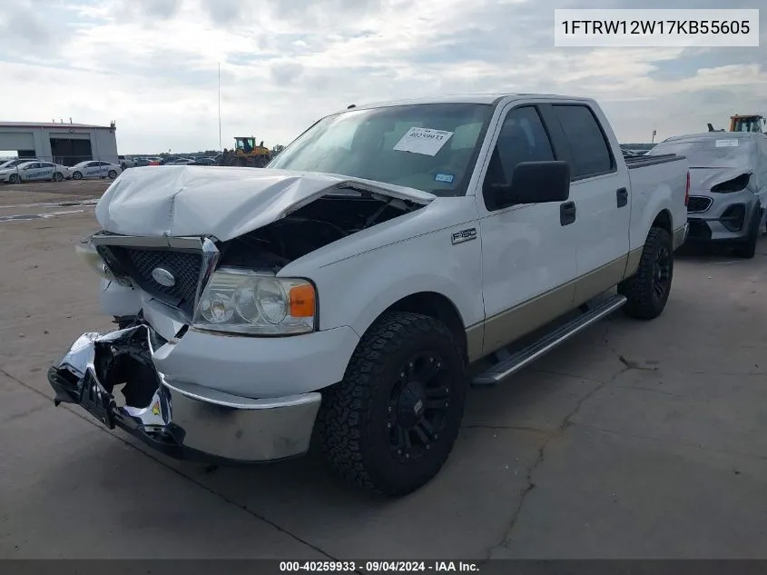 2007 Ford F-150 Xlt VIN: 1FTRW12W17KB55605 Lot: 40259933