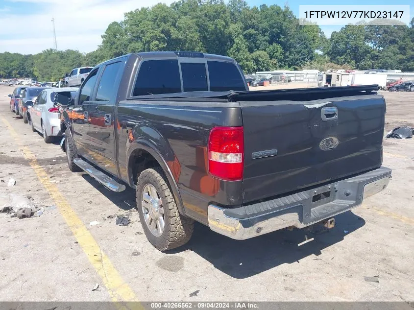 2007 Ford F-150 Lariat/Xlt VIN: 1FTPW12V77KD23147 Lot: 40266562