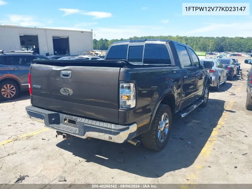 2007 Ford F-150 Lariat/Xlt VIN: 1FTPW12V77KD23147 Lot: 40266562