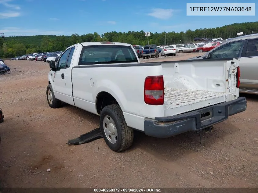 2007 Ford F-150 Stx/Xl/Xlt VIN: 1FTRF12W77NA03648 Lot: 40268372