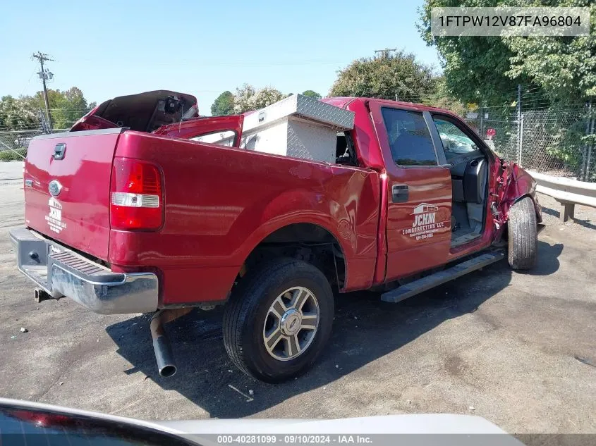 2007 Ford F-150 Lariat/Xlt VIN: 1FTPW12V87FA96804 Lot: 40281099