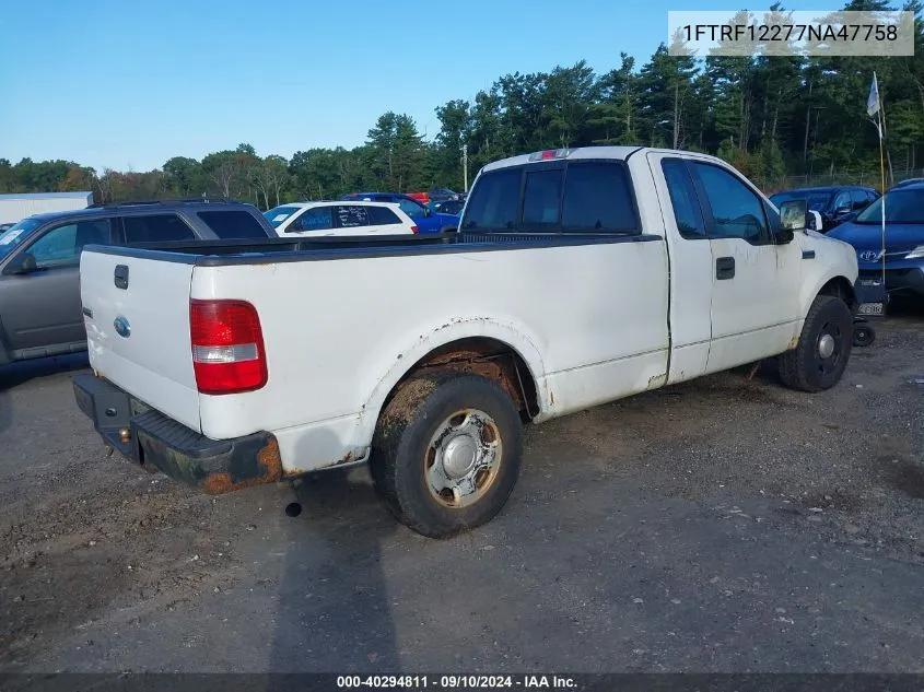 2007 Ford F150 VIN: 1FTRF12277NA47758 Lot: 40294811