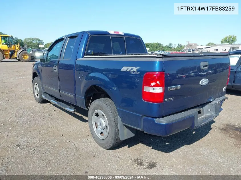 2007 Ford F-150 Fx4/Stx/Xl/Xlt VIN: 1FTRX14W17FB83259 Lot: 40296806