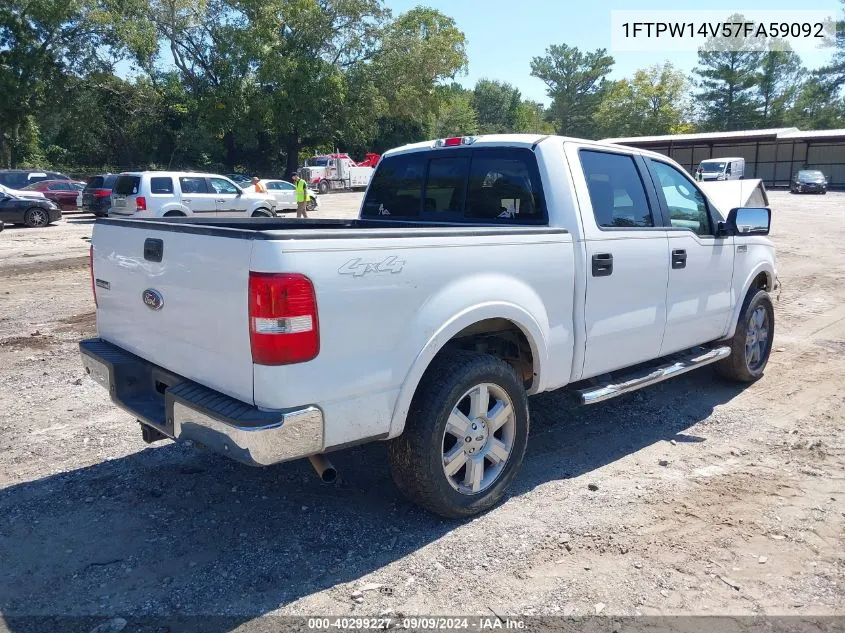 2007 Ford F-150 Fx4/Lariat/Xlt VIN: 1FTPW14V57FA59092 Lot: 40299227