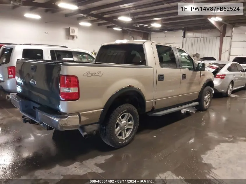 2007 Ford F-150 Fx4/Lariat/Xlt VIN: 1FTPW14V87FB62524 Lot: 40301402