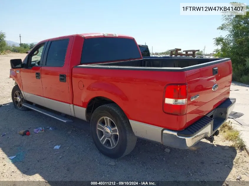 1FTRW12W47KB41407 2007 Ford F150 Supercrew