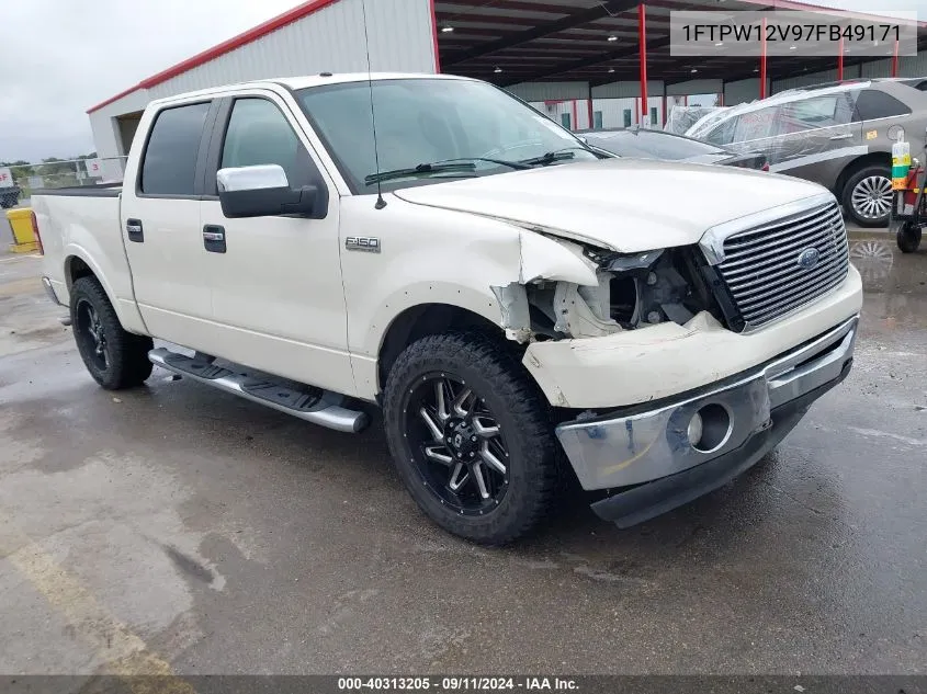 2007 Ford F150 Supercrew VIN: 1FTPW12V97FB49171 Lot: 40313205