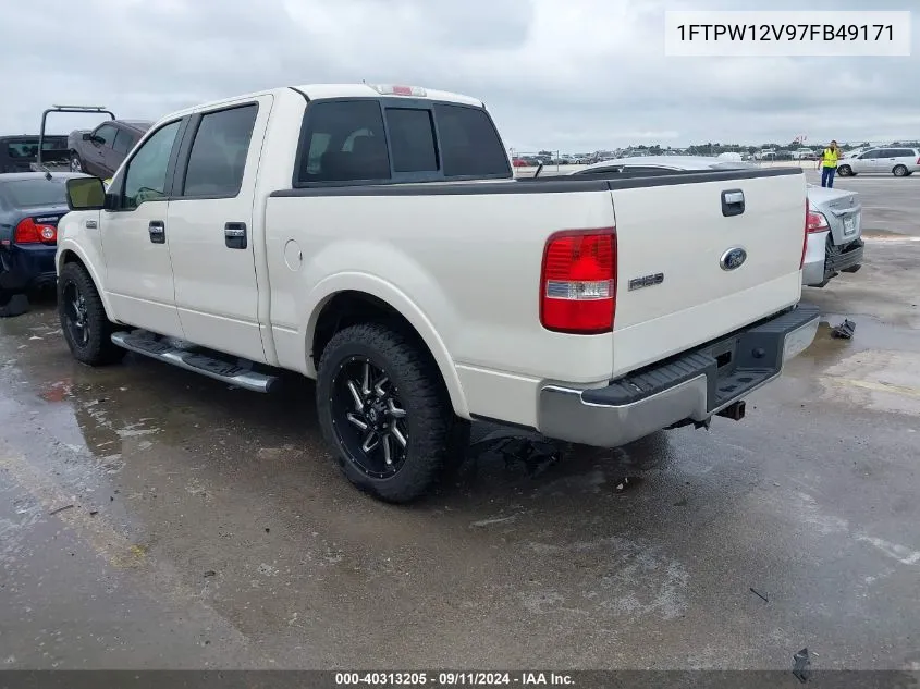 2007 Ford F150 Supercrew VIN: 1FTPW12V97FB49171 Lot: 40313205