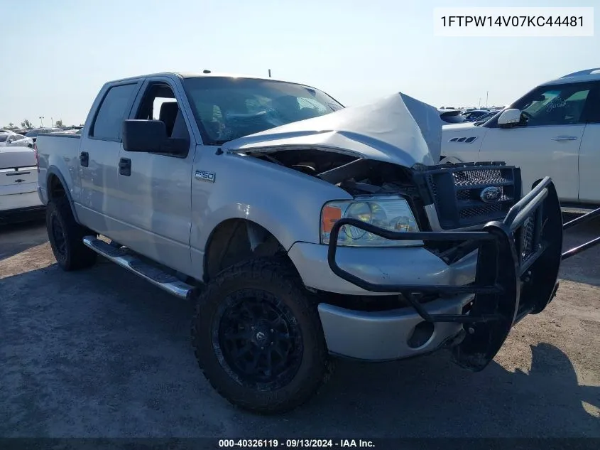 2007 Ford F-150 Fx4/Lariat/Xlt VIN: 1FTPW14V07KC44481 Lot: 40326119