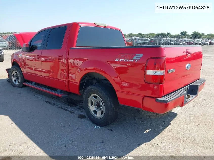 2007 Ford F-150 Xlt VIN: 1FTRW12W57KD64328 Lot: 40335135