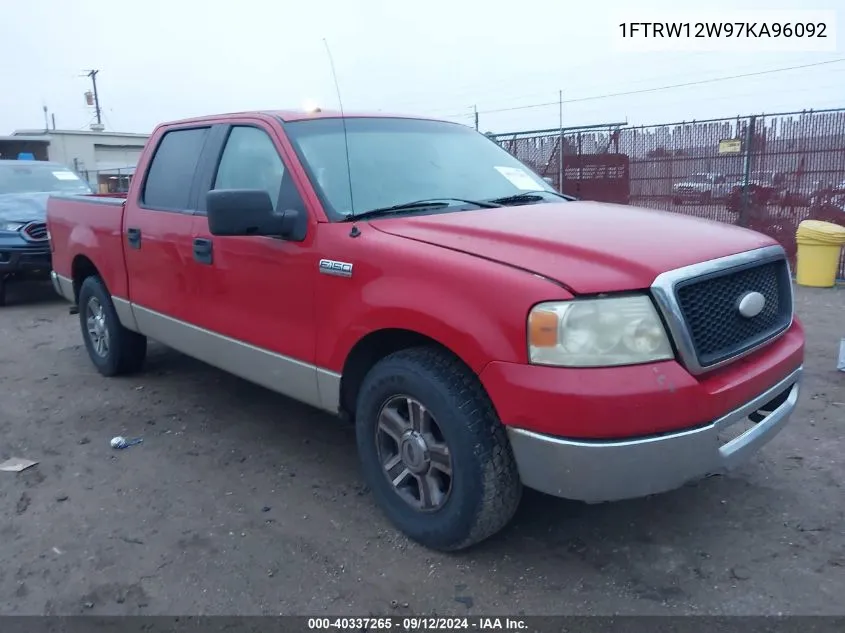 2007 Ford F-150 Xlt VIN: 1FTRW12W97KA96092 Lot: 40337265