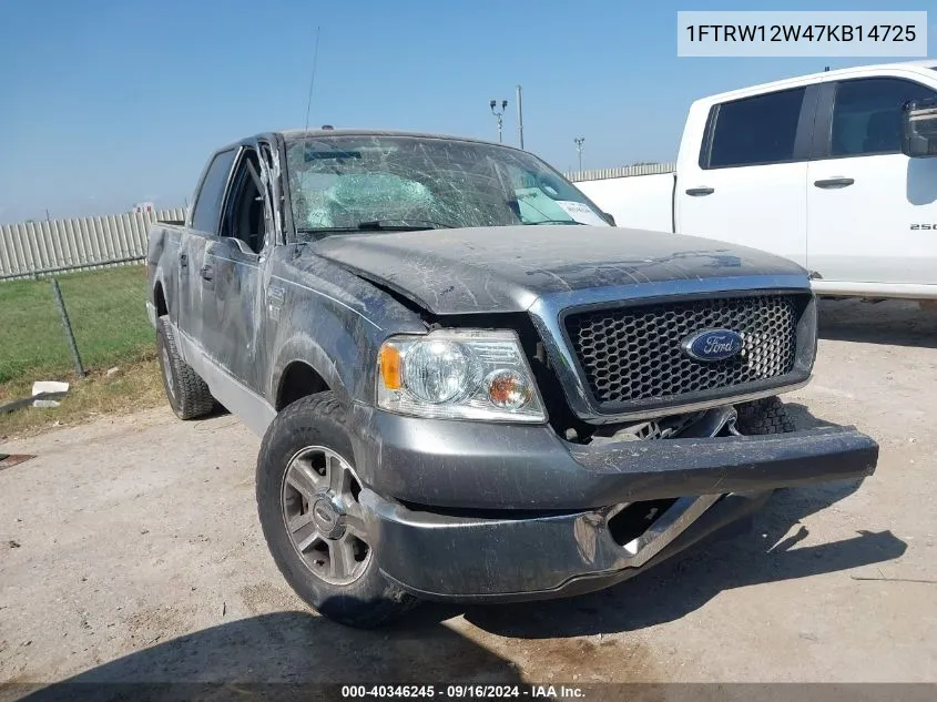 2007 Ford F-150 Xlt VIN: 1FTRW12W47KB14725 Lot: 40346245