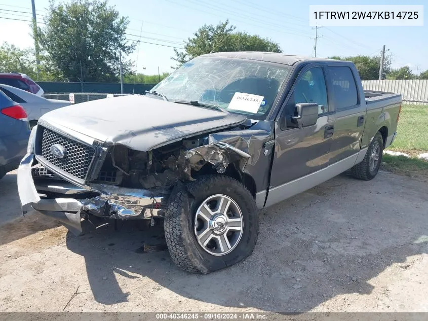 2007 Ford F-150 Xlt VIN: 1FTRW12W47KB14725 Lot: 40346245