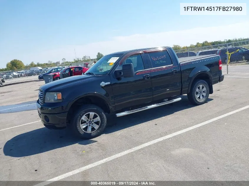 2007 Ford F-150 Lariat VIN: 1FTRW14517FB27980 Lot: 40365019