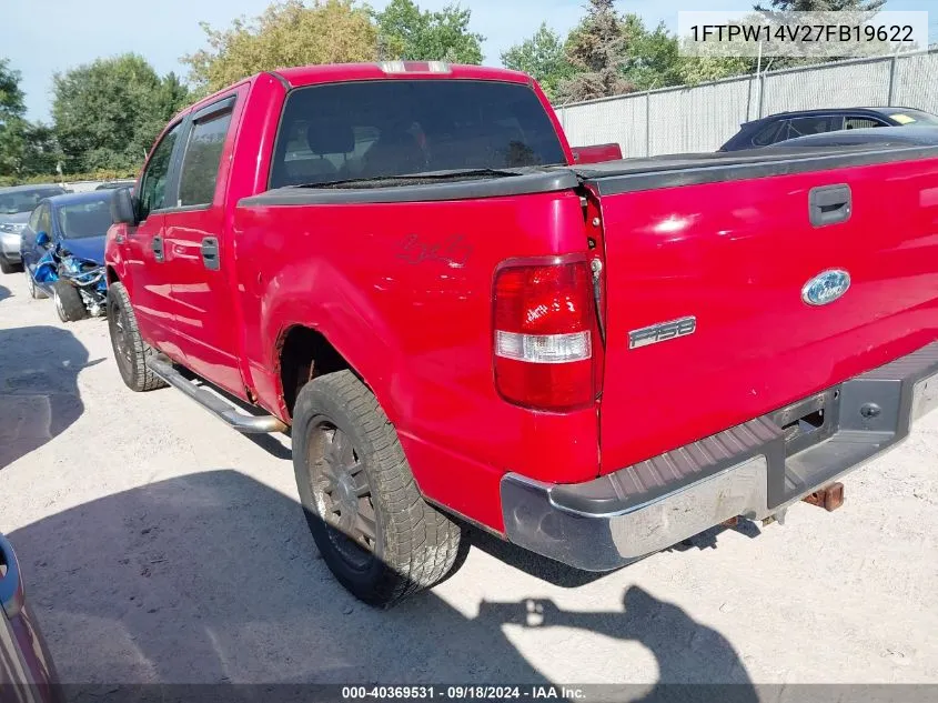 2007 Ford F150 Supercrew VIN: 1FTPW14V27FB19622 Lot: 40369531