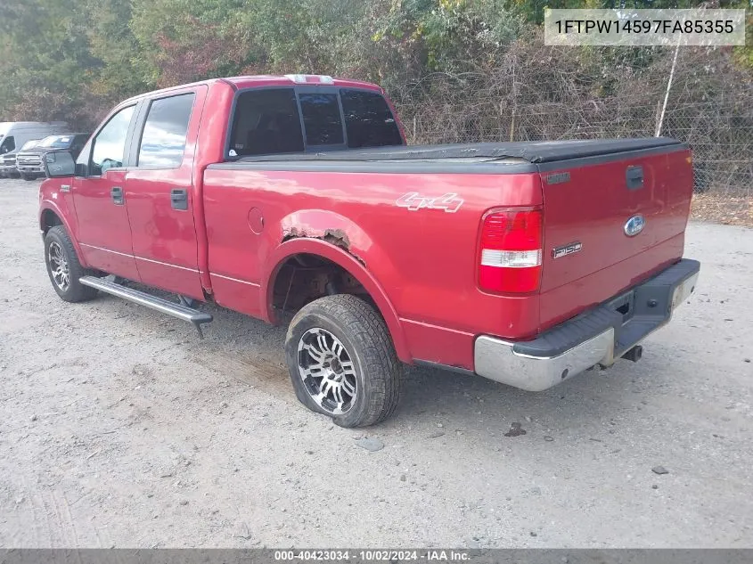 2007 Ford F-150 Fx4/Lariat/Xlt VIN: 1FTPW14597FA85355 Lot: 40423034