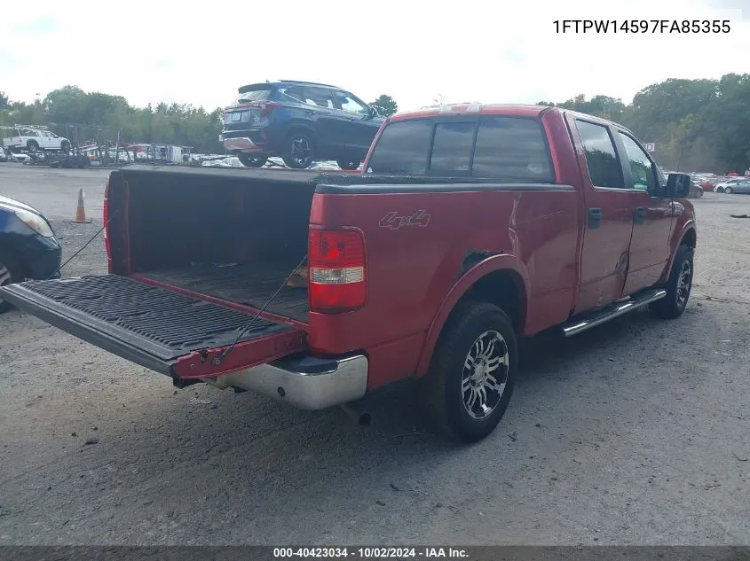 2007 Ford F-150 Fx4/Lariat/Xlt VIN: 1FTPW14597FA85355 Lot: 40423034