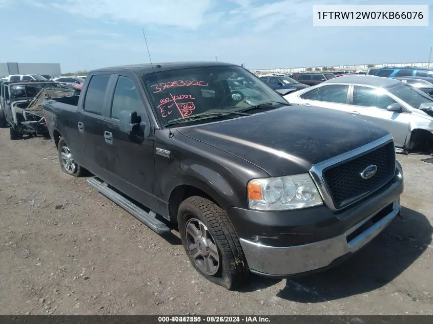 2007 Ford F-150 Xlt VIN: 1FTRW12W07KB66076 Lot: 40447555