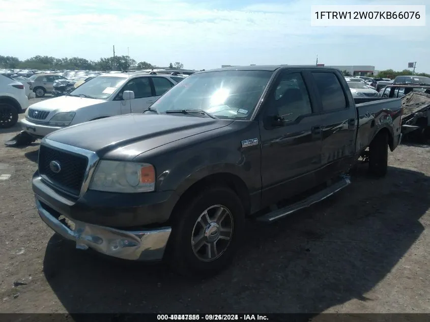 2007 Ford F-150 Xlt VIN: 1FTRW12W07KB66076 Lot: 40447555