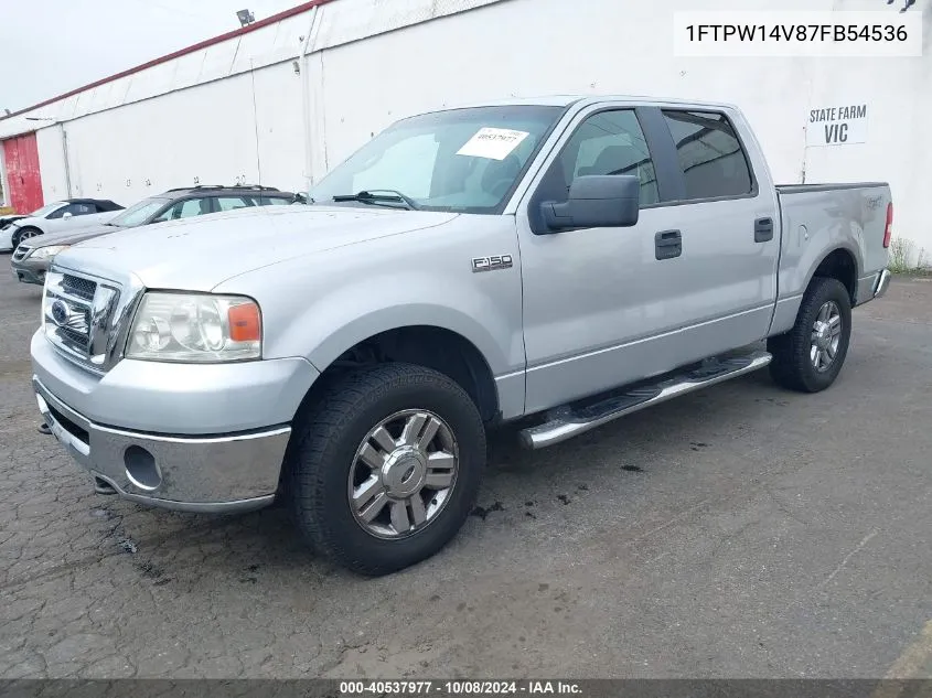 2007 Ford F-150 Fx4/Lariat/Xlt VIN: 1FTPW14V87FB54536 Lot: 40537977