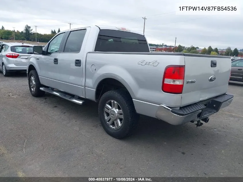 2007 Ford F-150 Fx4/Lariat/Xlt VIN: 1FTPW14V87FB54536 Lot: 40537977