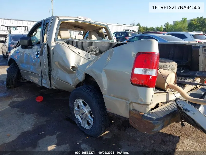 2007 Ford F-150 Stx/Xl/Xlt VIN: 1FTRF12217NA34505 Lot: 40562271