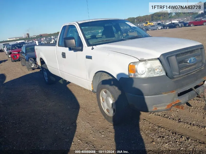 2007 Ford F-150 Stx/Xl/Xlt VIN: 1FTRF14W07NA43728 Lot: 40566666