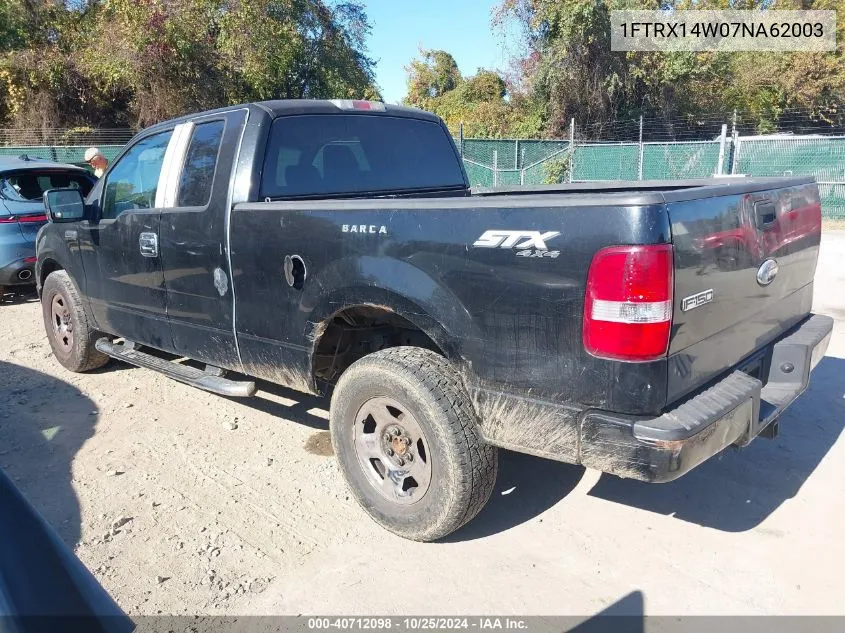 2007 Ford F-150 Fx4/Stx/Xl/Xlt VIN: 1FTRX14W07NA62003 Lot: 40712098