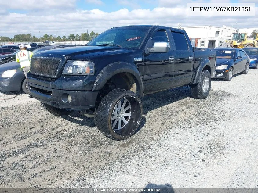 2007 Ford F-150 Fx4/King Ranch/Lariat/Xlt VIN: 1FTPW14V67KB21851 Lot: 40725321