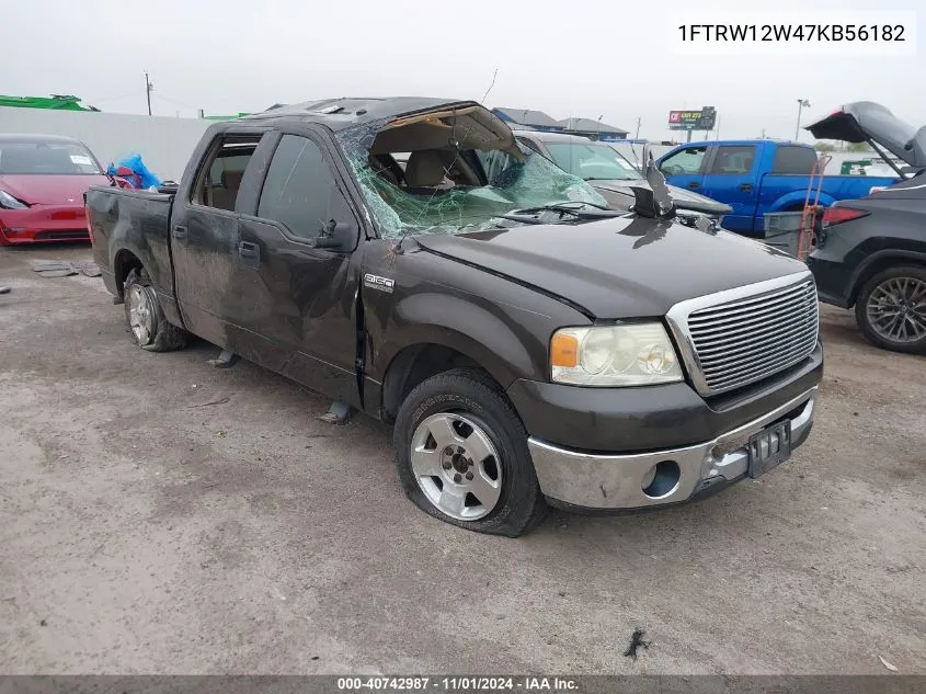 2007 Ford F-150 Xlt VIN: 1FTRW12W47KB56182 Lot: 40742987