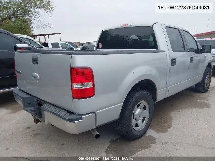 2007 Ford F-150 Lariat/Xlt VIN: 1FTPW12V87KD49031 Lot: 40756307