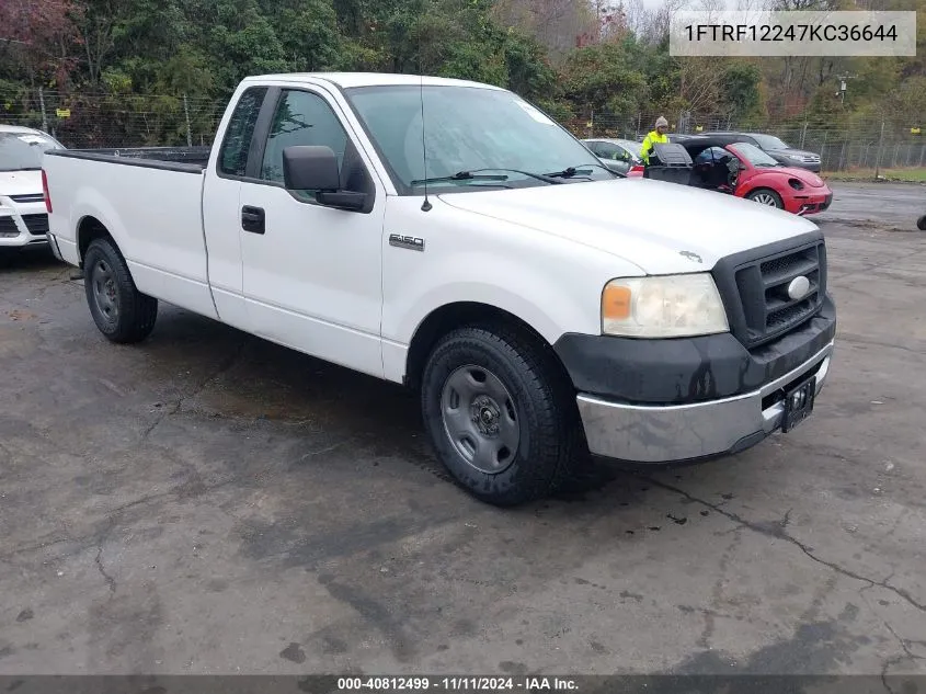 2007 Ford F-150 Stx/Xl/Xlt VIN: 1FTRF12247KC36644 Lot: 40812499