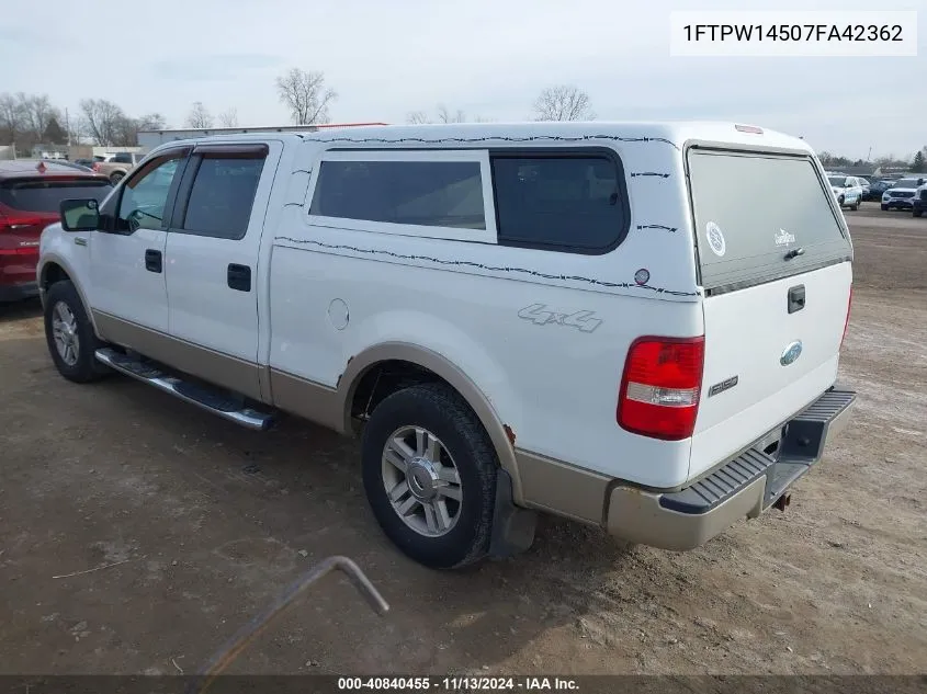 2007 Ford F-150 Fx4/Lariat/Xlt VIN: 1FTPW14507FA42362 Lot: 40840455